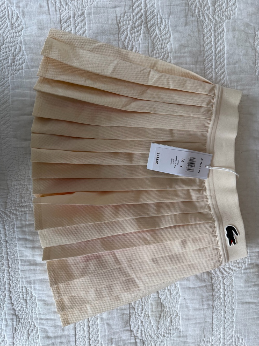 Lacoste Pleated Mini Skirt in Cream